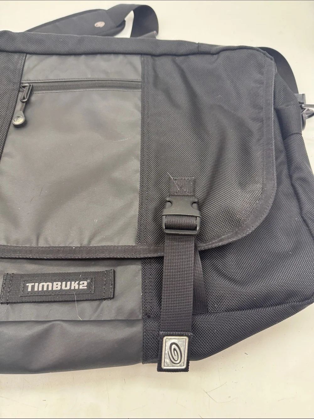 Timbuk2 Black Nylon Messenger Bag Convertible to Backpack with Adjustable Strap